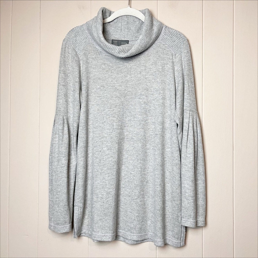 Anthropologie Saturday Sunday Cowl Neck Sweater Medium‎ gray gold metallic cozy - Picture 2 of 11
